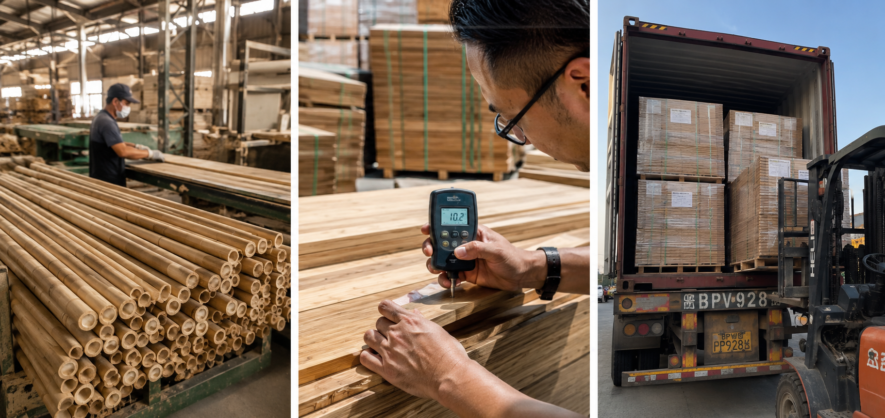 Filière bois asiatique, contrôle qualité et préparation export